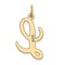 14K Yellow Gold Large Script Initial Letter L Charm Jewerly 22mm x 12mm